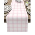 thumbnail image 1 of Table Runner Dresser Scarves 48 Inch Long, Pink Buffalo Lattice Farmhouse Linen Dining Table Runners Rural Farm Check Tabletop Scarf for Wedding Holiday Party Kitchen, 1 of 7