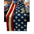 thumbnail image 1 of Table Runner Dresser Scarves 48 Inch Long,Retro Star and Stripe USA Flag Linen Dining Table Runners 4th of July American Patriotic Tabletop Scarf for Wedding Holiday Party Kitchen, 1 of 7