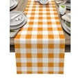 thumbnail image 1 of Table Runner Dresser Scarves 48 Inch Long, Rural Farmhouse Buffalo Plaid Linen Dining Table Runners Orange White Lattice Tabletop Scarf for Wedding Holiday Party Kitchen, 1 of 7