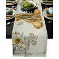 thumbnail image 1 of Table Runner Dresser Scarves 48 Inch Long, Watercolor Elephant with Sunflower Linen Dining Table Runners Farm Retro Newspaper Tabletop Scarf for Wedding Holiday Party Kitchen, 1 of 7
