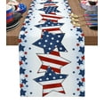 thumbnail image 1 of Table Runner Dresser Scarves 60 Inch Long, 4th of July Patriotic Freedom USA Flag Linen Dining Table Runners Blue and Red Star on Blue Ombre Tabletop Scarf for Wedding Holiday Party Kitchen, 1 of 9