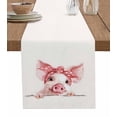 thumbnail image 1 of Table Runner Dresser Scarves 60 Inch Long,Farm Watercolor Pink Pig Linen Dining Table Runners Cartoon Animal Tabletop Scarf for Wedding Holiday Party Kitchen, 1 of 7