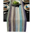 thumbnail image 1 of Table Runner Dresser Scarves 60 Inch Long, Farmhouse Barn Wooden Plank Linen Dining Table Runners Colorful Rustic Retro Wood Tabletop Scarf for Wedding Holiday Party Kitchen, 1 of 7