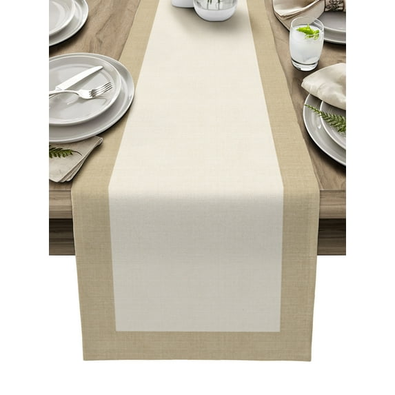 Table Runner Dresser Scarves 60 Inch Long, Farmhouse Rural Retro Burlap Linen Dining Table Runners Vintage Rustic Linen Cotton Flax Tabletop Scarf for Wedding Holiday Party Kitchen
