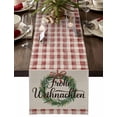 thumbnail image 1 of Table Runner Dresser Scarves 60 Inch Long,Frohe Weihnachten Words on Linen Linen Dining Table Runners, 1 of 9