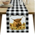 thumbnail image 1 of Table Runner Dresser Scarves 60 Inch Long, Funny Highland Cow Animal Farm Sunflower Linen Dining Table Runners Buffalo Grid Tabletop Scarf for Wedding Holiday Party Kitchen, 1 of 7