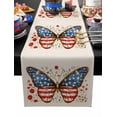 thumbnail image 1 of Table Runner Dresser Scarves 60 Inch Long,Independence Day USA Flag Butterfly Linen Dining Table Runners Retro Rural Flower on Flax Tabletop Scarf for Wedding Holiday Party Kitchen, 1 of 7