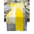 thumbnail image 1 of Table Runner Dresser Scarves 60 Inch Long, Modern Abstract Geometric Art Linen Dining Table Runners Yellow Grey Color Blocks Graffiti Tabletop Scarf for Wedding Holiday Party Kitchen, 1 of 7