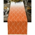thumbnail image 1 of Table Runner Dresser Scarves 60 Inch Long, Moroccan Geometrical Stripe Texture Linen Dining Table Runners Orange Gradient Curved Line Tabletop Scarf for Wedding Holiday Party Kitchen, 1 of 7
