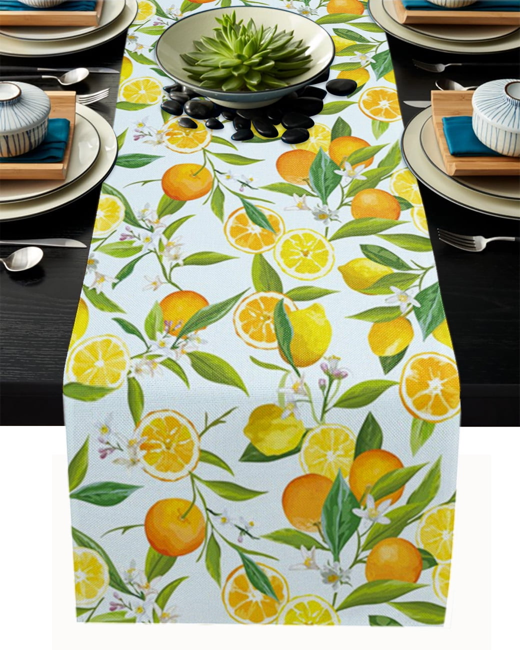 Table Runner Dresser Scarves 60 Inch Long, Summer Farm Orange Citrus
