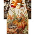 thumbnail image 1 of Table Runner Dresser Scarves 60 Inch Long,Thanksgiving Pumpkin Wheat Hedgehog Linen Dining Table Runners Farm Corn Maple Leaf on Flax Tabletop Scarf for Wedding Holiday Party Kitchen, 1 of 9