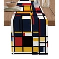 thumbnail image 1 of Table Runner Dresser Scarves 70 Inch Long, Abstract Mondrian Color Block Linen Dining Table Runners Colorful Geometric Stripe Art Tabletop Scarf for Wedding Holiday Party Kitchen, 1 of 7