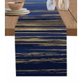 thumbnail image 1 of Table Runner Dresser Scarves 70 Inch Long, Abstract Navy Blue and Golden Texture Linen Dining Table Runners Classic Modern Simplistic Tabletop Scarf for Wedding Holiday Party Kitchen, 1 of 7