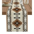 thumbnail image 1 of Table Runner Dresser Scarves 70 Inch Long, Aztec Ethnic Abstract on Khaki Linen Dining Table Runners Southwest Indian Tribal Pattern Tabletop Scarf for Wedding Holiday Party Kitchen, 1 of 7