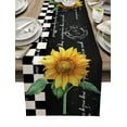thumbnail image 1 of Table Runner Dresser Scarves 70 Inch Long, Farm Blooming Sunflower Floral Linen Dining Table Runners Vintage Black Buffalo Checkered Tabletop Scarf for Wedding Holiday Party Kitchen, 1 of 7