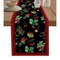 thumbnail image 1 of Table Runner Dresser Scarves 70 Inch Long, Farm Fruit Cherry and Leaves on Black Linen Dining Table Runners Retro Lines Pattern on Red Tabletop Scarf for Wedding Holiday Party Kitchen, 1 of 7