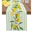 thumbnail image 1 of Table Runner Dresser Scarves 70 Inch Long, Farm Fruit Lemon and Flowers Linen Dining Table Runners Green and White Plaid Grid Tabletop Scarf for Wedding Holiday Party Kitchen, 1 of 7