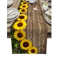 thumbnail image 1 of Table Runner Dresser Scarves 70 Inch Long, Farm Yellow Sunflower Linen Dining Table Runners Positive Text on Vintage Wood Grain Tabletop Scarf for Wedding Holiday Party Kitchen, 1 of 7