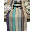 thumbnail image 1 of Table Runner Dresser Scarves 70 Inch Long, Rustic Farm Wooden Plank Black Windmill Linen Dining Table Runners Mottled Wood Tabletop Scarf for Wedding Holiday Party Kitchen, 1 of 7