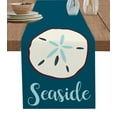 thumbnail image 1 of Table Runner Dresser Scarves 70 Inch Long, Seaside Coastal Beach Conch Linen Dining Table Runners Sea Shell on Blue Tabletop Scarf for Wedding Holiday Party Kitchen, 1 of 7