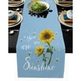 thumbnail image 1 of Table Runner Dresser Scarves 70 Inch Long, Sunflower with Sunshine Text Linen Dining Table Runners Farm Bees Floral on Blue Tabletop Scarf for Wedding Holiday Party Kitchen, 1 of 7