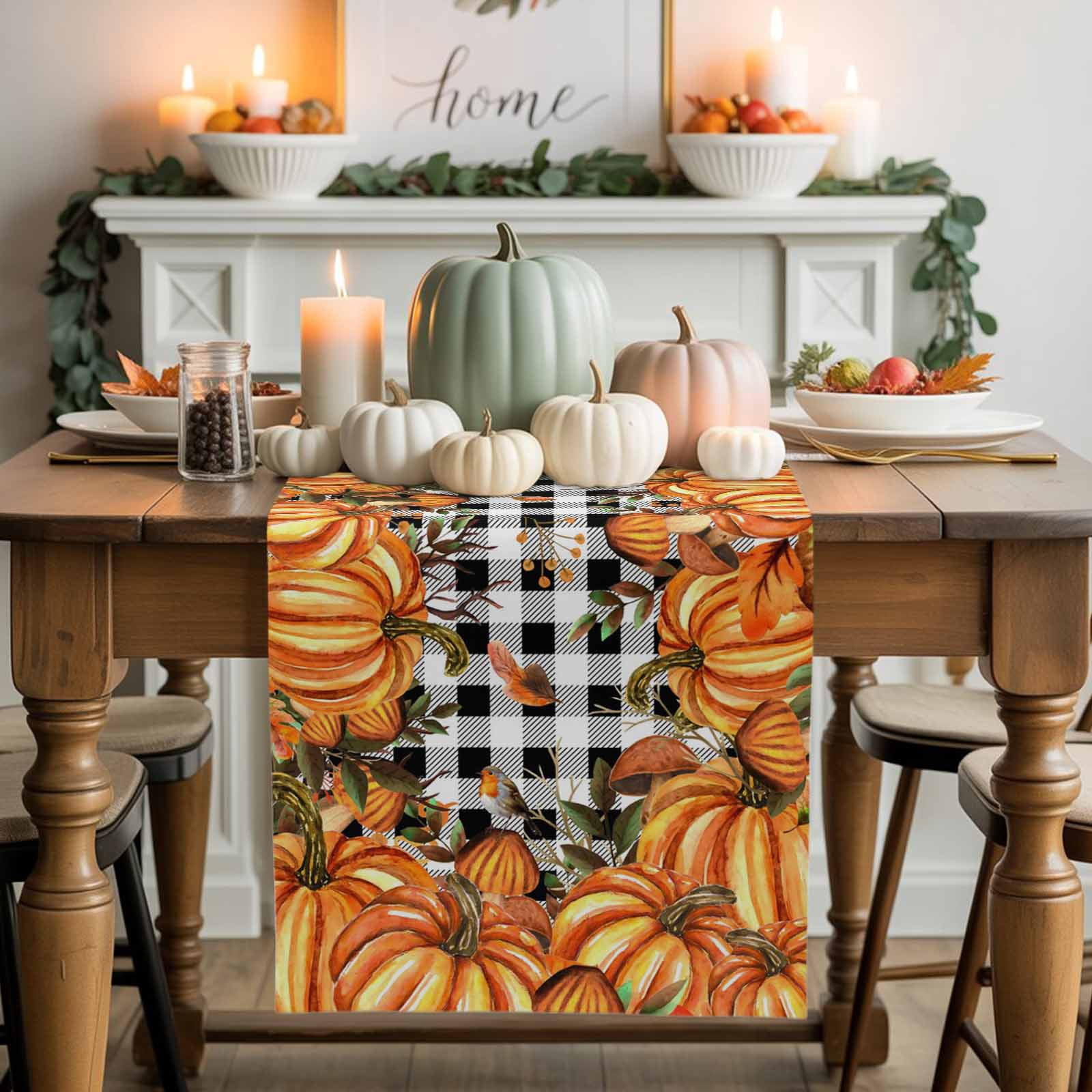 Table Runner Dresser Scarves 70 Inch Long,Thanksgiving Farm Pumpkin ...