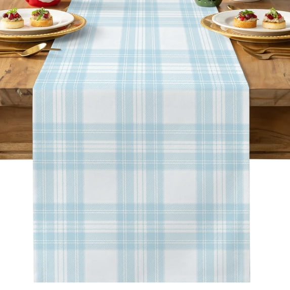 Table Runner Dresser Scarves 70 Inch Long,Winter Light Blue Lattice ...