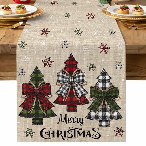 Table Runner Dresser Scarves 70 Inch Long,Winter Snowflake Xmas Tree ...