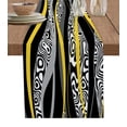 thumbnail image 1 of Table Runner Dresser Scarves 70 Inch Long, Yellow and Black Geometric Stripe Linen Dining Table Runners Abstract Swirling Zebra Skin Tabletop Scarf for Wedding Holiday Party Kitchen, 1 of 7