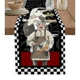thumbnail image 1 of Table Runner Dresser Scarves 72 Inch Long, Abstract Chef Retro Flower Texture Linen Dining Table Runners Black and White Lattice Tabletop Scarf for Wedding Holiday Party Kitchen, 1 of 7