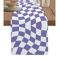 thumbnail image 1 of Table Runner Dresser Scarves 72 Inch Long, Abstract Purple White Checker Linen Dining Table Runners Distortion Aesthetic Tabletop Scarf for Wedding Holiday Party Kitchen, 1 of 7