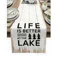 thumbnail image 1 of Table Runner Dresser Scarves 72 Inch Long, Better Life Lake Tree Quotes Linen Dining Table Runners Vintage Wooden Plank Tabletop Scarf for Wedding Holiday Party Kitchen, 1 of 7