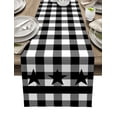 thumbnail image 1 of Table Runner Dresser Scarves 72 Inch Long, Black and White Buffalo Plaid Grid Linen Dining Table Runners Rustic Star Pattern on Checker Tabletop Scarf for Wedding Holiday Party Kitchen, 1 of 7