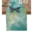 thumbnail image 1 of Table Runner Dresser Scarves 72 Inch Long, Black and White Butterfly Texture Linen Dining Table Runners Teal Green Abstract Ombre Back Tabletop Scarf for Wedding Holiday Party Kitchen, 1 of 7