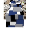 thumbnail image 1 of Table Runner Dresser Scarves 72 Inch Long, Blue Black White Grey Art Linen Dining Table Runners Splicing Modern Color Block Tabletop Scarf for Wedding Holiday Party Kitchen, 1 of 7