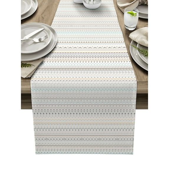 Table Runner Dresser Scarves 72 Inch Long, Boho Honeycomb Geometrical Stripes Linen Dining Table Runners Modern Simplistic Art Tabletop Scarf for Wedding Holiday Party Kitchen