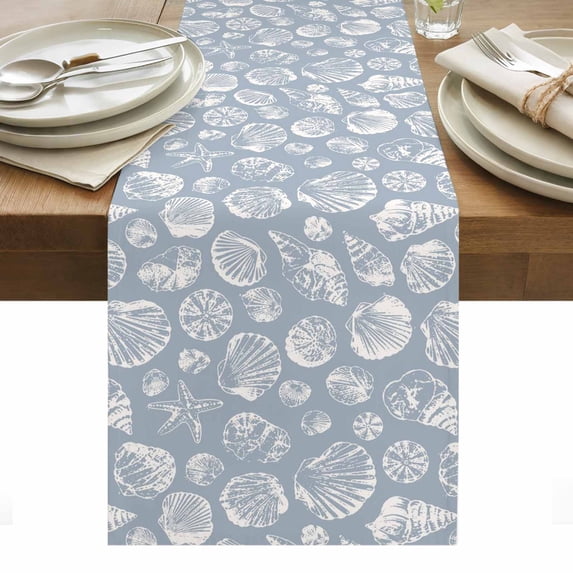 Conch Shell Fod Table Runner Dresser Scarves 72 Inch Long,Coastal Ocean Shell Conch ...