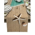 thumbnail image 1 of Table Runner Dresser Scarves 72 Inch Long, Coastal Ocean Starfish and Shell Sand Linen Dining Table Runners The Beach is My Happy Place Tabletop Scarf for Wedding Holiday Party Kitchen, 1 of 7