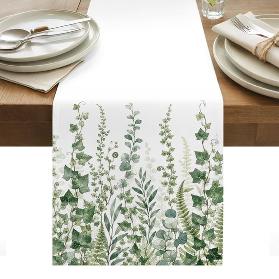 Table Runner Dresser Scarves 72 Inch Long,Country Foliage Green Fern ...