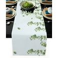 thumbnail image 1 of Table Runner Dresser Scarves 72 Inch Long, Falling Eucalyptus Leaves Watercolor Green Plant Linen Dining Table Runners Rustic White Texture Tabletop Scarf for Wedding Holiday Party Kitchen, 1 of 7