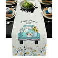 thumbnail image 1 of Table Runner Dresser Scarves 72 Inch Long, Farm Daisy Sunflower on Truck Linen Dining Table Runners Pastoral Art on Vintage Newspaper Tabletop Scarf for Wedding Holiday Party Kitchen, 1 of 7