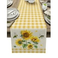 thumbnail image 1 of Table Runner Dresser Scarves 72 Inch Long, Farm Sunflowers with Bees Linen Dining Table Runners Yellow Buffalo Linen Plaid Tabletop Scarf for Wedding Holiday Party Kitchen, 1 of 7