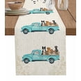 thumbnail image 1 of Table Runner Dresser Scarves 72 Inch Long, Farm Teal Truck with Dogs Linen Dining Table Runners Rustic Vintage Newspaper Texture Tabletop Scarf for Wedding Holiday Party Kitchen, 1 of 7