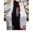 thumbnail image 1 of Table Runner Dresser Scarves 72 Inch Long, Geometric Modern Painting Art Linen Dining Table Runners Abstract Red Gray Black Color Block Tabletop Scarf for Wedding Holiday Party Kitchen, 1 of 7