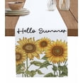 thumbnail image 1 of Table Runner Dresser Scarves 72 Inch Long,Hello Summer Blossom Sunflower Linen Dining Table Runners Watercolor Floral Leaves on White Tabletop Scarf for Wedding Holiday Party Kitchen, 1 of 9