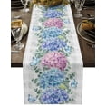 thumbnail image 1 of Table Runner Dresser Scarves 72 Inch Long, Hydrangea Flower Butterfly Leaf Linen Dining Table Runners Watercolor Floral on Gray Grid Tabletop Scarf for Wedding Holiday Party Kitchen, 1 of 9