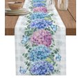 thumbnail image 1 of Table Runner Dresser Scarves 72 Inch Long, Hydrangea Flower Butterfly Leaf Linen Dining Table Runners Watercolor Floral on Gray Grid Tabletop Scarf for Wedding Holiday Party Kitchen, 1 of 7