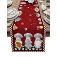 thumbnail image 1 of Table Runner Dresser Scarves 72 Inch Long, Kitchen Quote Cook Chef Gnome on Red Linen Dining Table Runners Buffalo Checker Plaids Tabletop Scarf for Wedding Holiday Party Kitchen, 1 of 7