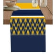 thumbnail image 1 of Table Runner Dresser Scarves 72 Inch Long, Minimalist Gray Yellow Blue Color Block Linen Dining Table Runners Geometric Wavy Stripe Tabletop Scarf for Wedding Holiday Party Kitchen, 1 of 7