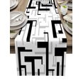 thumbnail image 1 of Table Runner Dresser Scarves 72 Inch Long, Modern Abstract Geometric Art Linen Dining Table Runners Black Gray White Patchwork Tabletop Scarf for Wedding Holiday Party Kitchen, 1 of 7